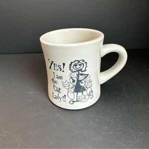 Cream Thick Ceramic Cat Lady Mug 12‎ Oz